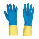 Guante Bicolor L?tex-Neopreno-celesta/amarillo T.7
